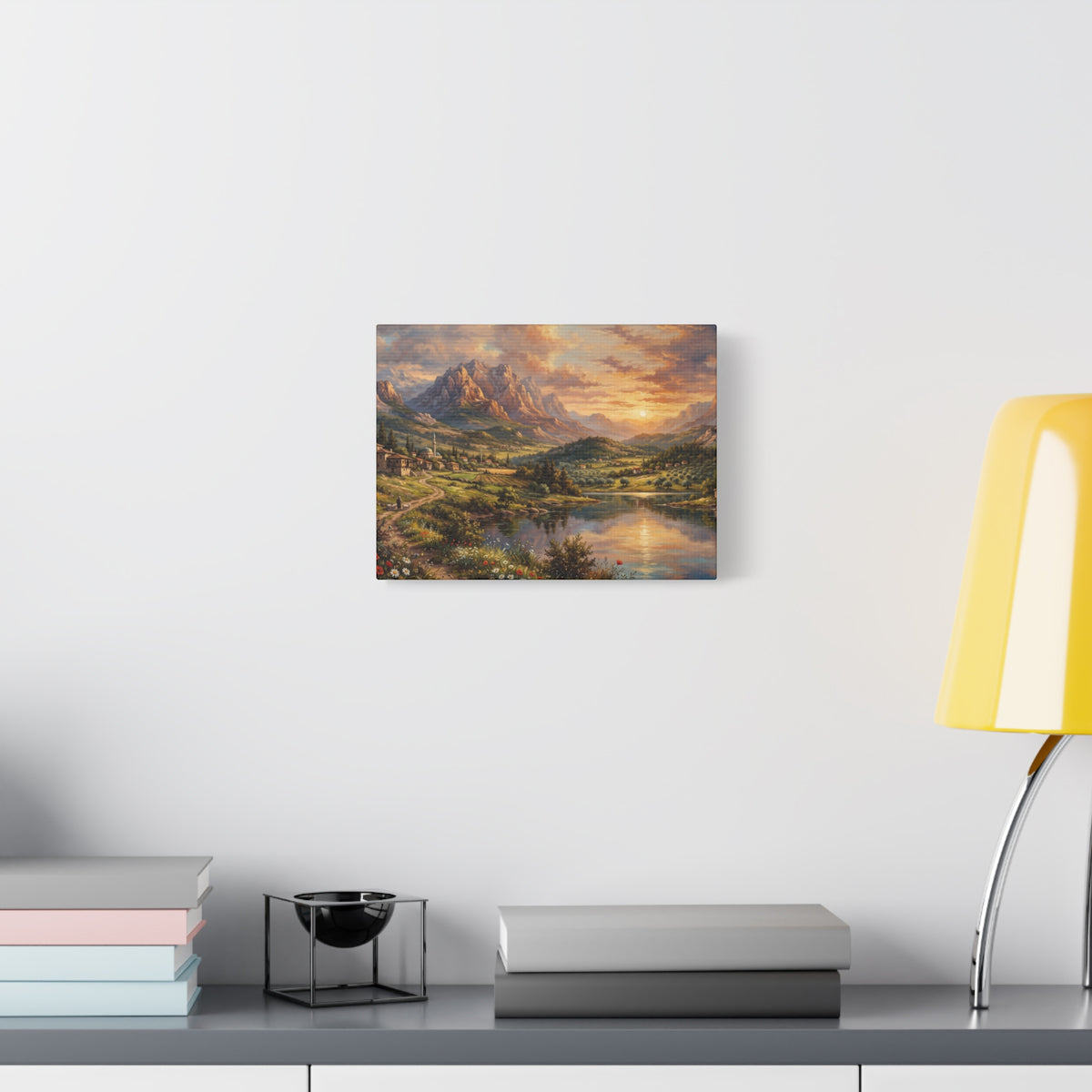 Serenity Under the Mountain Peaks Landscape Canvas