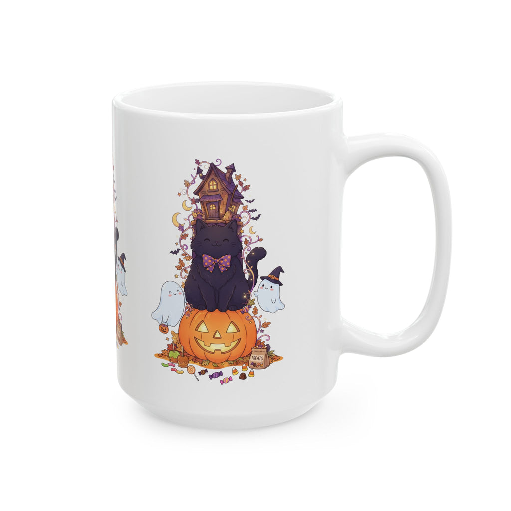 Halloween Haunted House Ghosts & Pumpkin Ceramic Mug