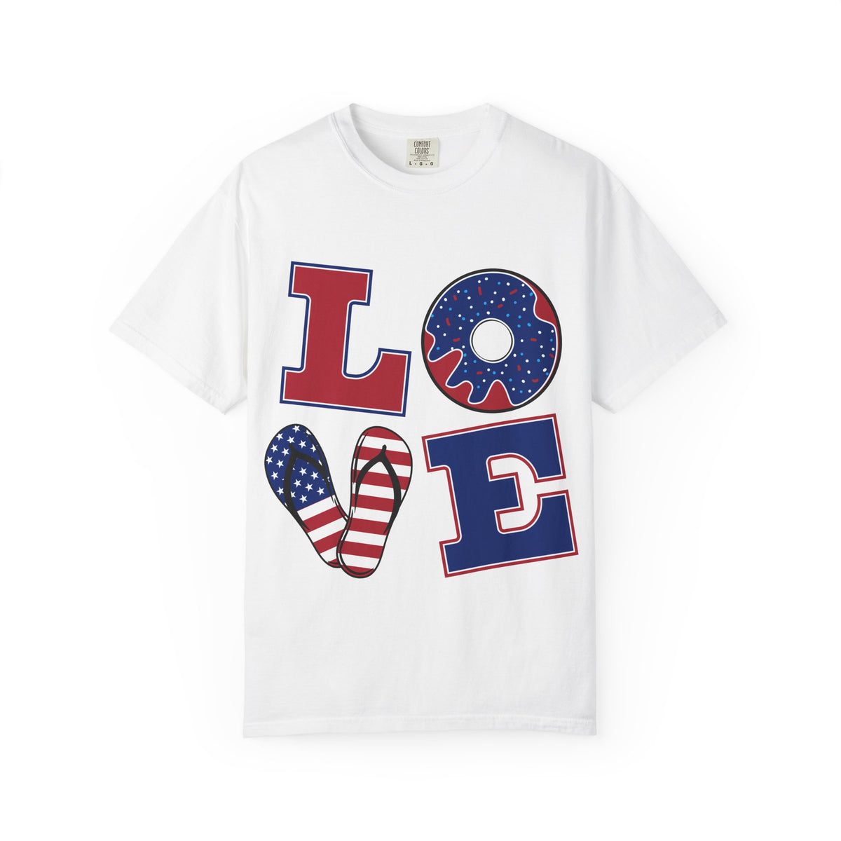 Patriotic LOVE Lettering T-Shirt | American Flag Design