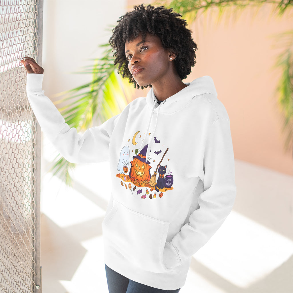 Spooky Halloween Pumpkin Friends Fleece Hoodie
