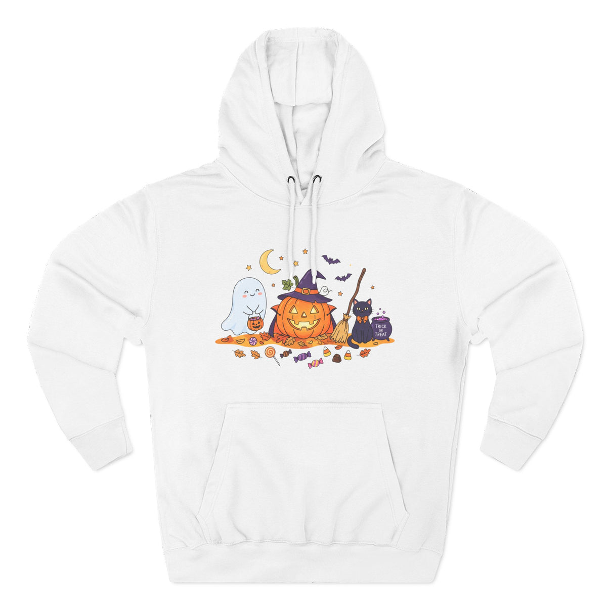 Spooky Halloween Pumpkin Friends Fleece Hoodie