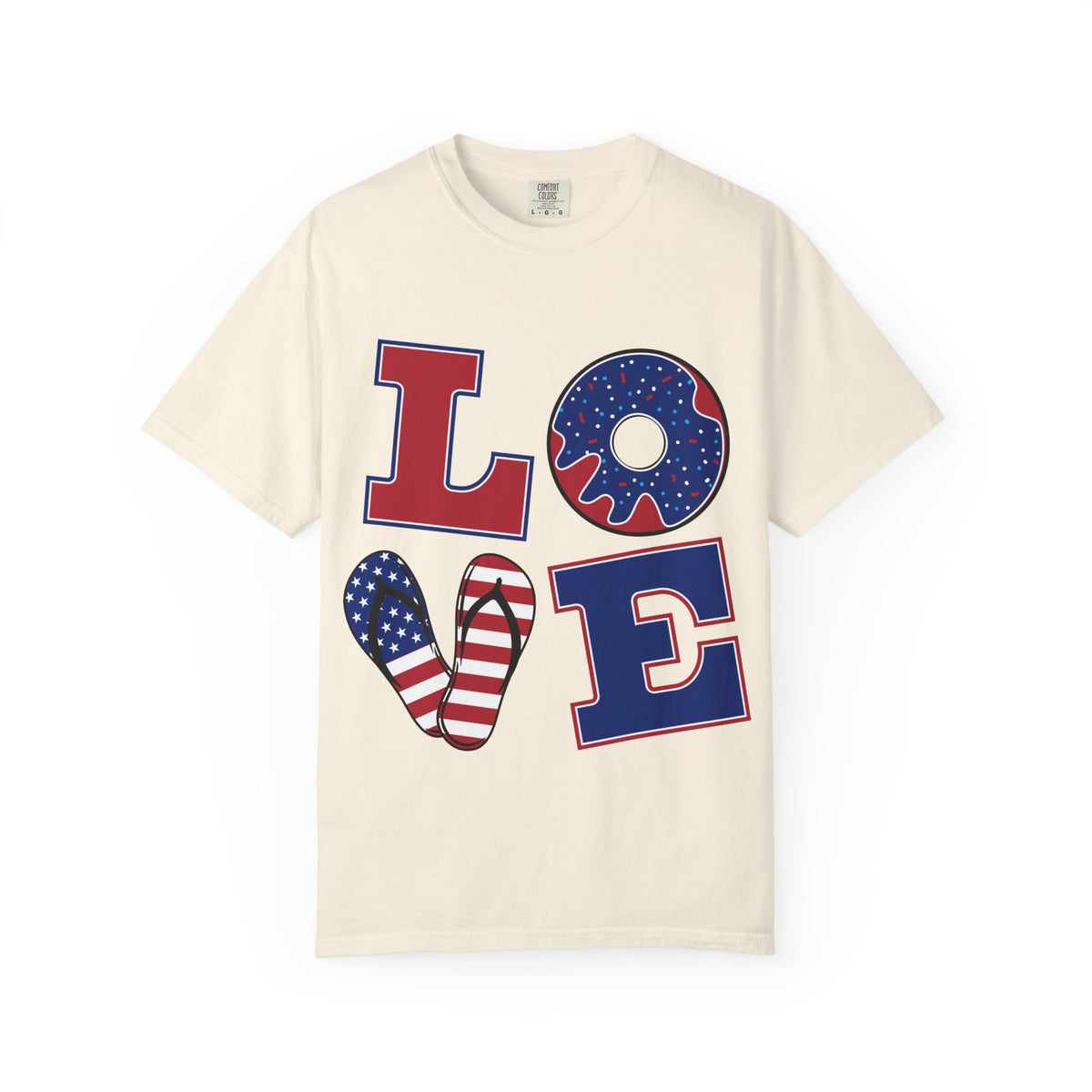Patriotic LOVE Lettering T-Shirt | American Flag Design
