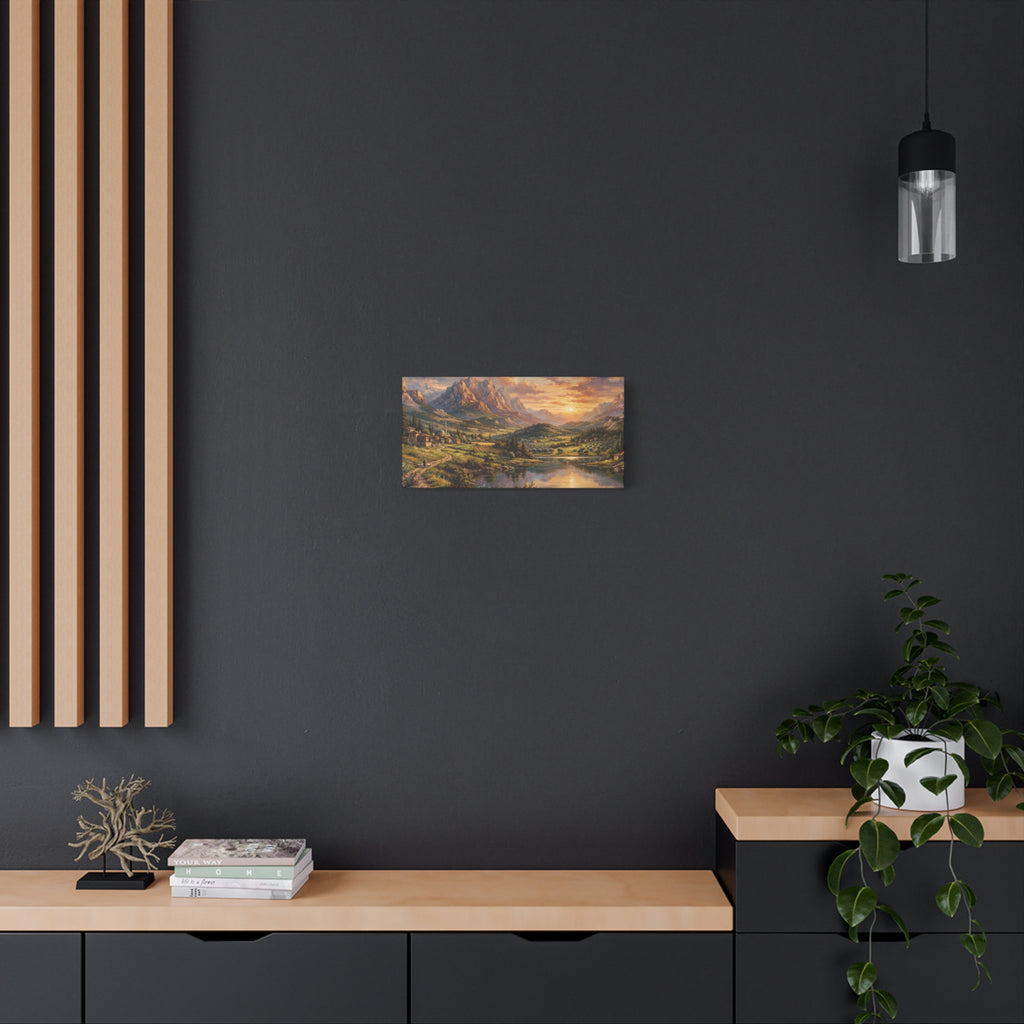 Serenity Under the Mountain Peaks Landscape Canvas