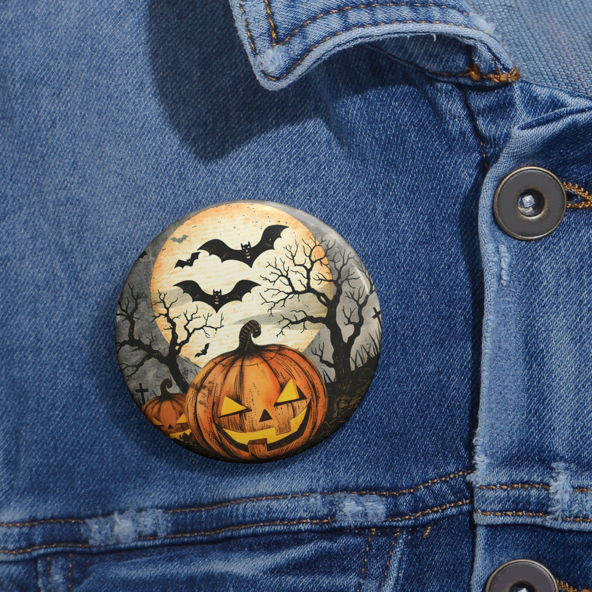 Halloween Pumpkin Jack-O'-Lantern Button
