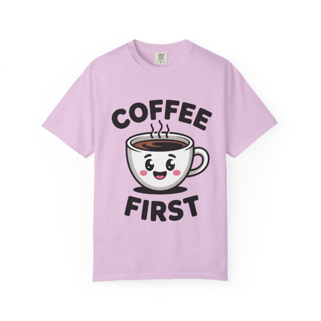 Coffee First Cute Smiling Cup T-Shirt