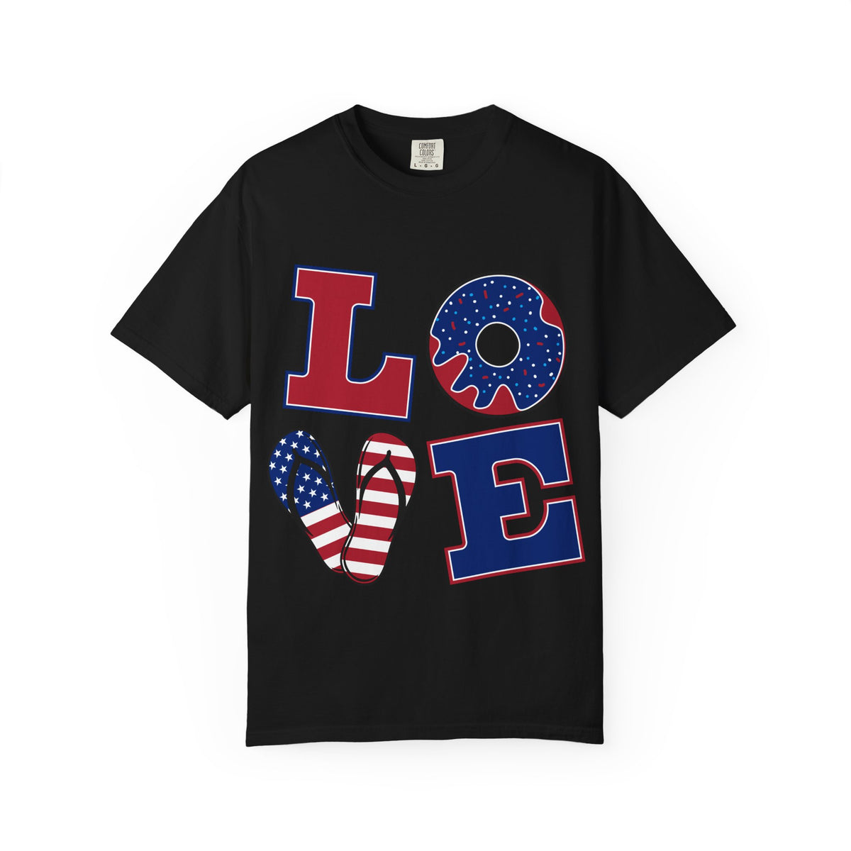 Patriotic LOVE Lettering T-Shirt | American Flag Design