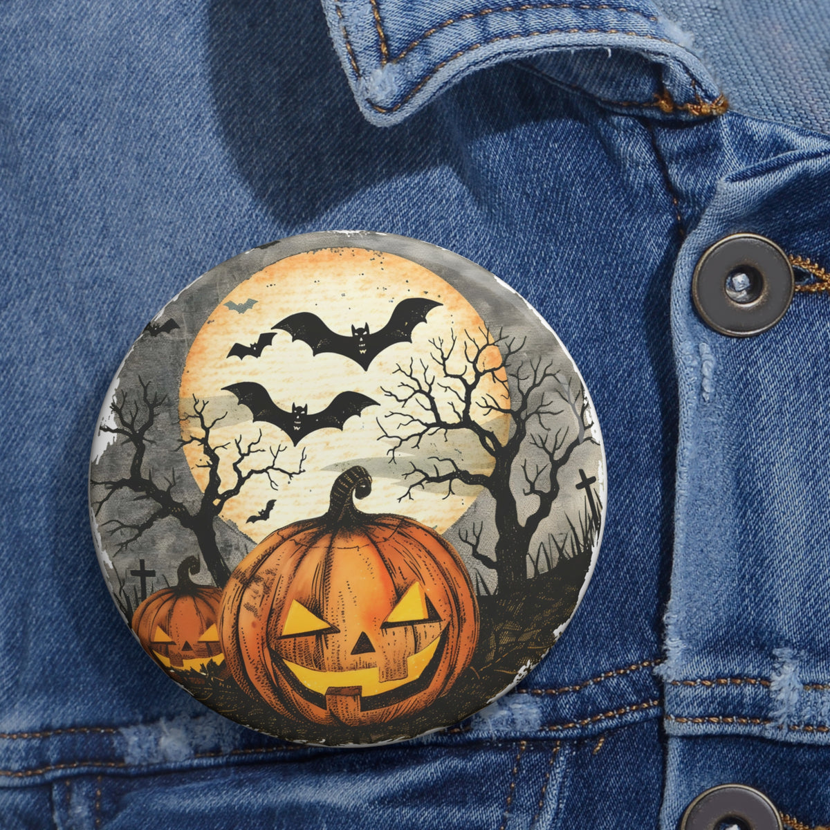 Halloween Pumpkin Jack-O'-Lantern Button