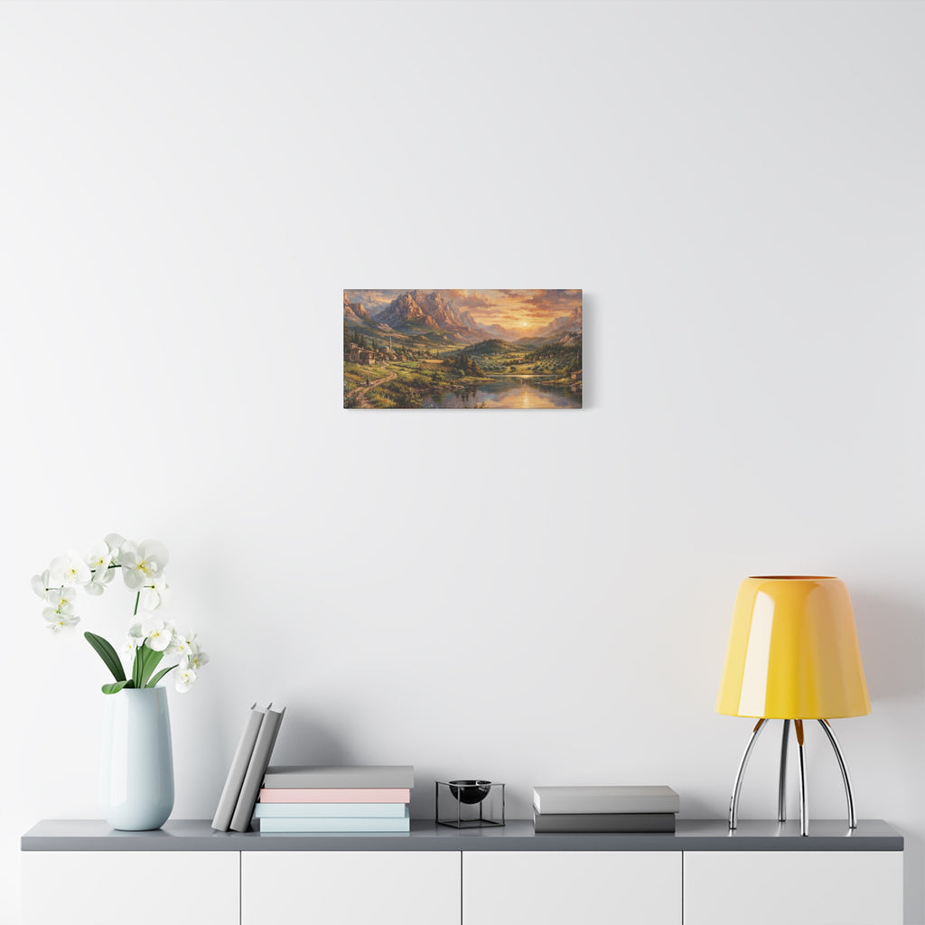 Serenity Under the Mountain Peaks Landscape Canvas