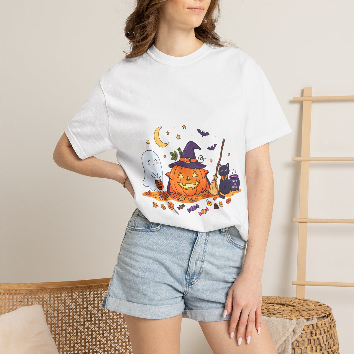 Halloween Ghosts, Pumpkin & Witch T-Shirt