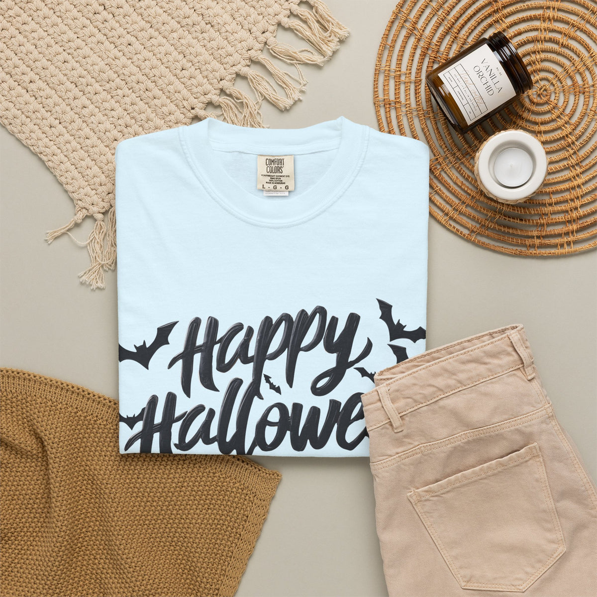 Happy Halloween Bat Graphic T-Shirt