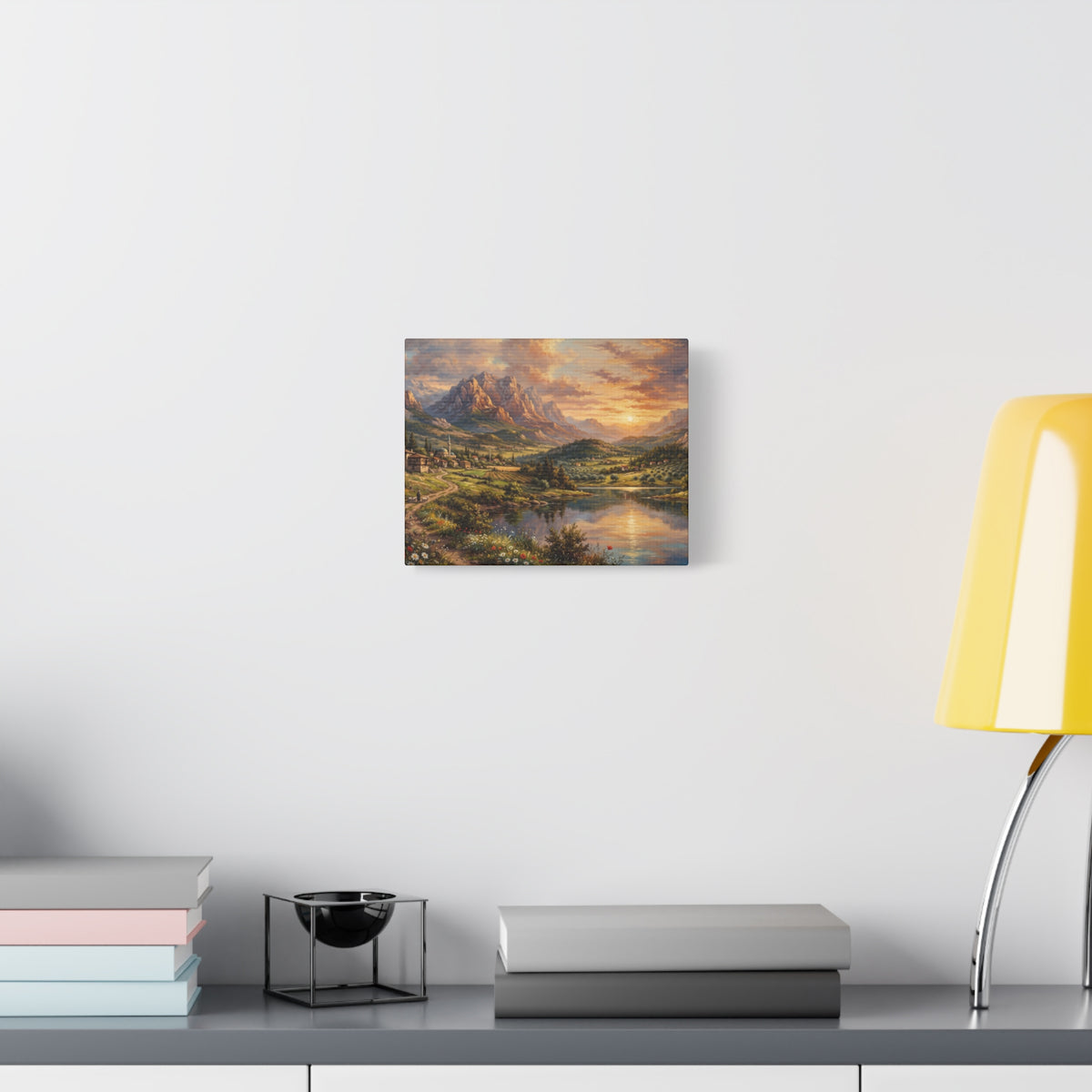 Serenity Under the Mountain Peaks Landscape Canvas