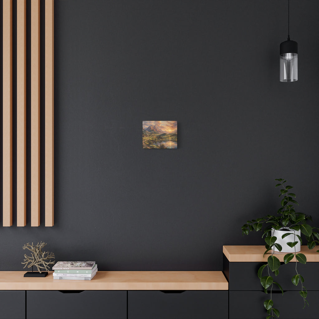 Serenity Under the Mountain Peaks Landscape Canvas