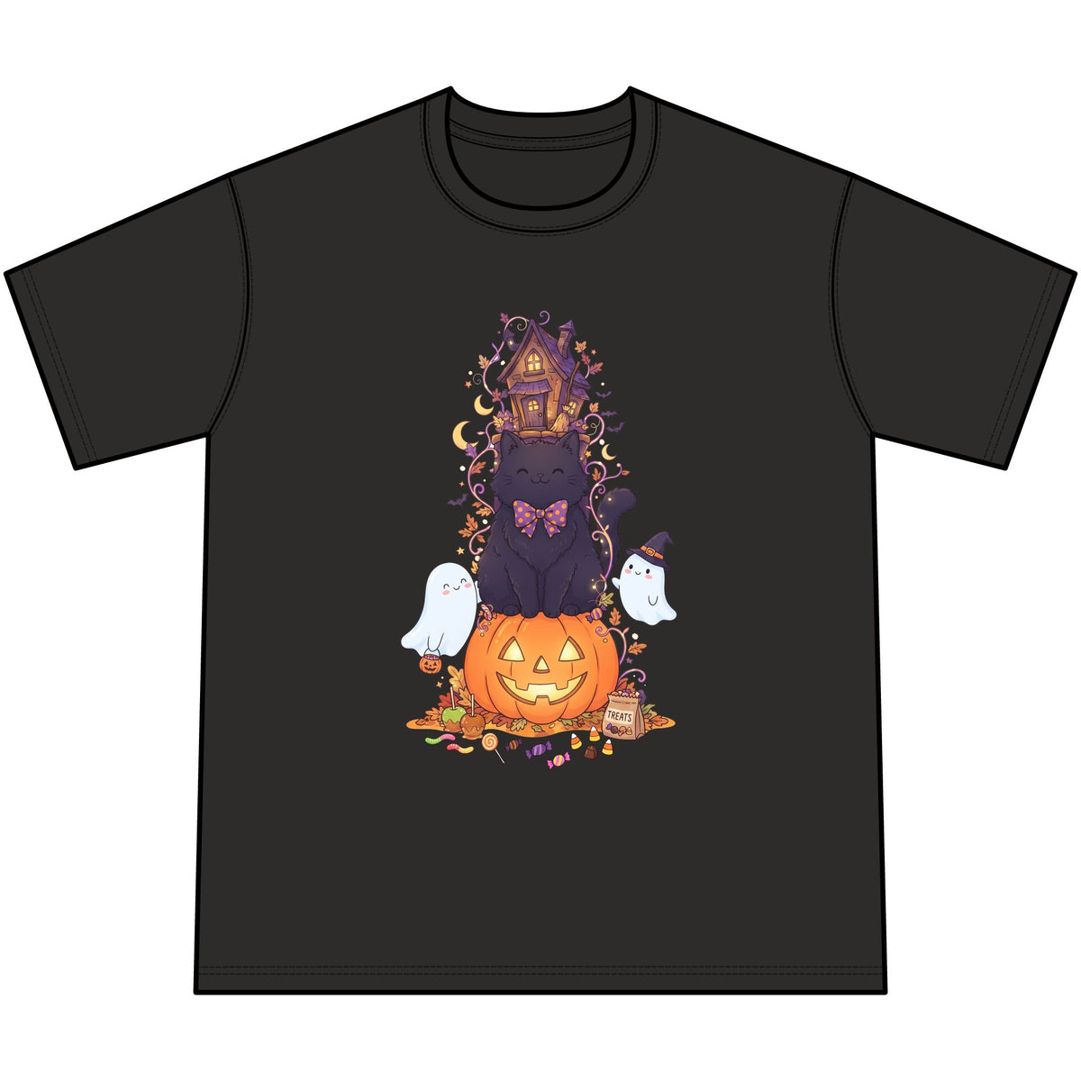 Halloween Witch Cat Pumpkin T-Shirt