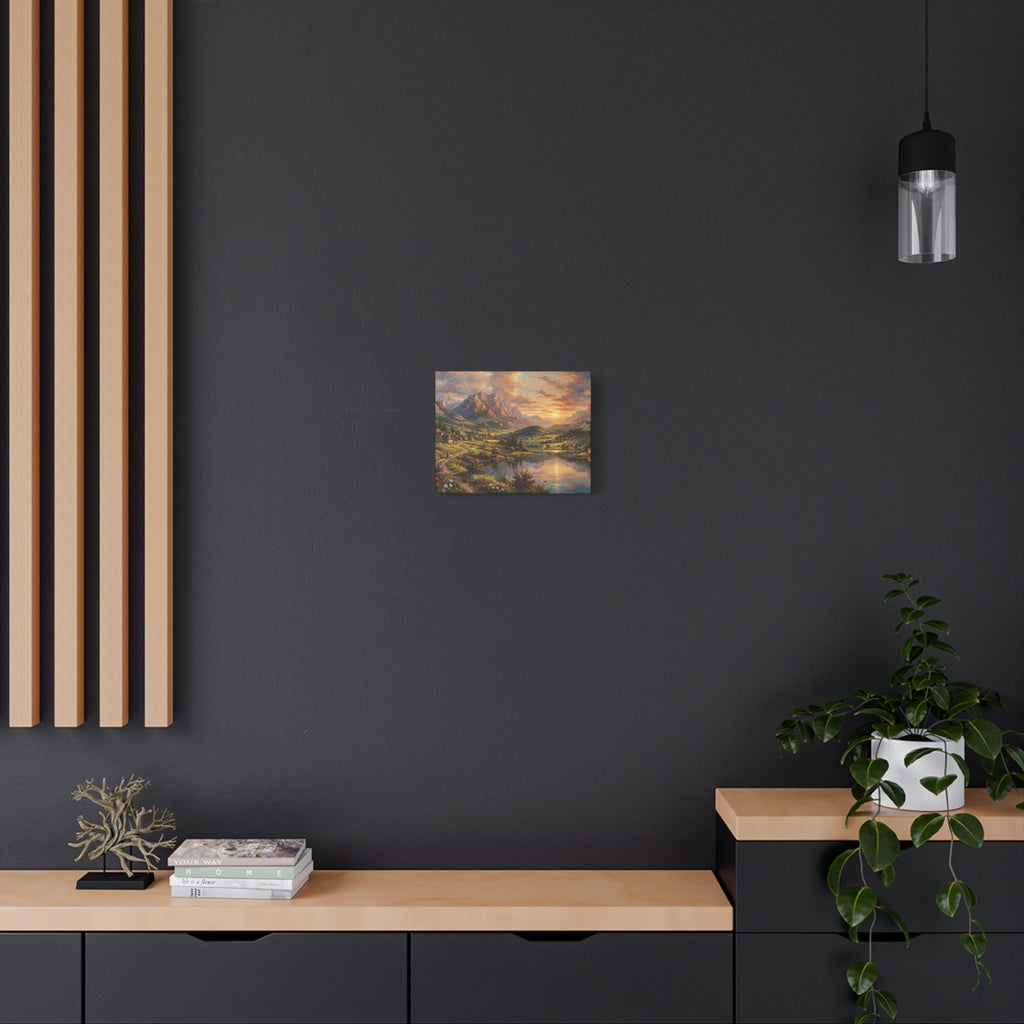 Serenity Under the Mountain Peaks Landscape Canvas