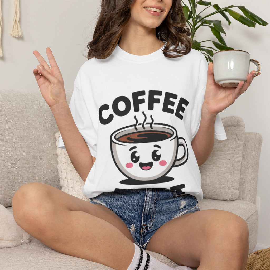 Coffee First Cute Smiling Cup T-Shirt