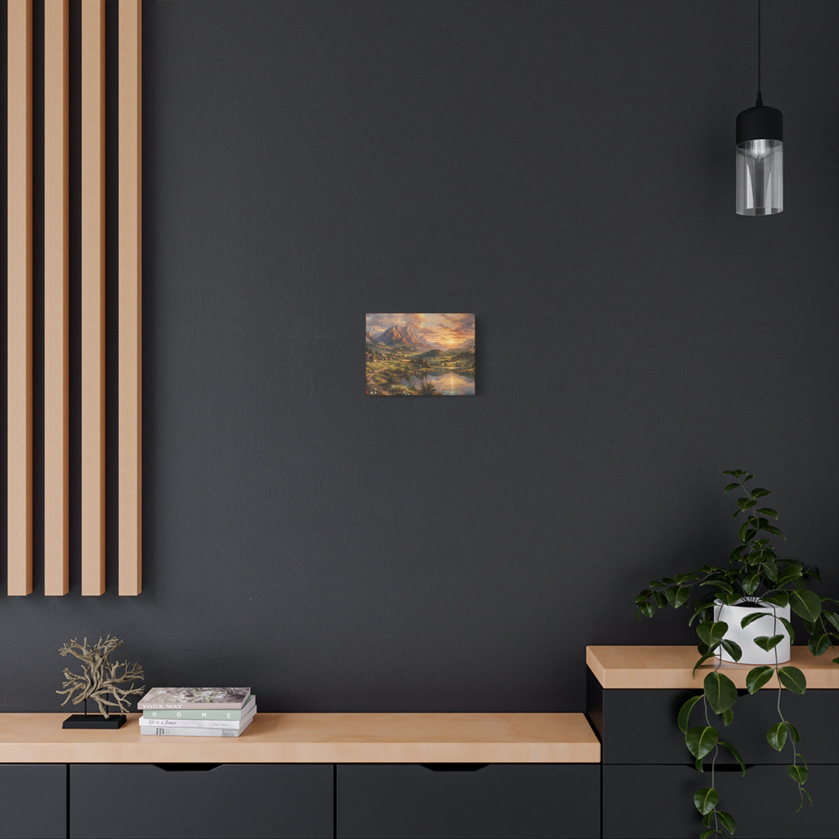 Serenity Under the Mountain Peaks Landscape Canvas