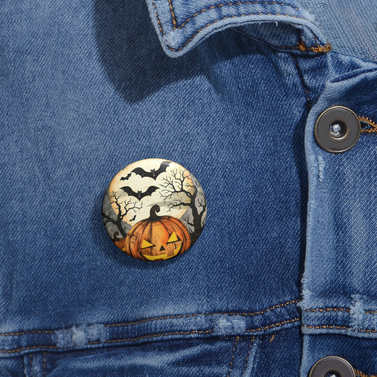 Halloween Pumpkin Jack-O'-Lantern Button