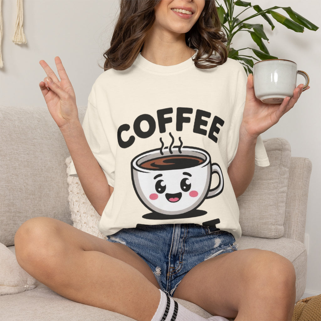 Coffee First Cute Smiling Cup T-Shirt